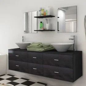 7-teiliges Bad- und Waschbecken-Möbelset schwarz von vidaXL, Badezimmermöbel - Ref: Foro24-272231, Preis: 361,85 €, Rabatt: %