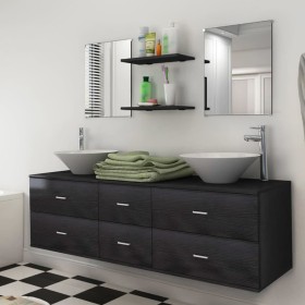 7-teiliges Bad- und Waschbecken-Möbelset schwarz von vidaXL, Badezimmermöbel - Ref: Foro24-272231, Preis: 401,27 €, Rabatt: %