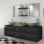 Set of 7 black bathroom furniture and sink pieces by vidaXL, Bathroom furniture - Ref: Foro24-272231, Price: 376,85 €, Discou...