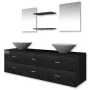 Set of 7 black bathroom furniture and sink pieces by vidaXL, Bathroom furniture - Ref: Foro24-272231, Price: 376,85 €, Discou...