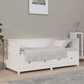 Solid white pine wood sofa bed 100x200 cm by , Beds and slatted bases - Ref: Foro24-820897, Price: 370,65 €, Discount: %