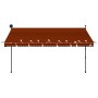 Toldo manual retráctil con LED naranja y marrón 350 cm