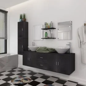 9-piece black bathroom and sink furniture set by vidaXL, Bathroom furniture - Ref: Foro24-272229, Price: 368,24 €, Discount: %