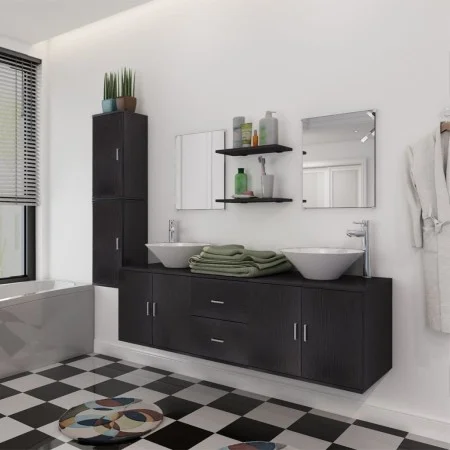 9-piece black bathroom and sink furniture set by vidaXL, Bathroom furniture - Ref: Foro24-272229, Price: 368,24 €, Discount: %