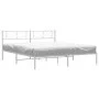 White metal bed frame with headboard 200x200 cm by , Beds and slatted bases - Ref: Foro24-372235, Price: 106,58 €, Discount: %
