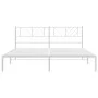 White metal bed frame with headboard 200x200 cm by , Beds and slatted bases - Ref: Foro24-372235, Price: 106,58 €, Discount: %