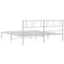 White metal bed frame with headboard 200x200 cm by , Beds and slatted bases - Ref: Foro24-372235, Price: 106,58 €, Discount: %