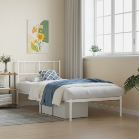 Bettgestell aus Metall mit weißem Kopfteil 90x200 cm von , Betten und Lattenroste - Ref: Foro24-372221, Preis: 61,38 €, Rabat...