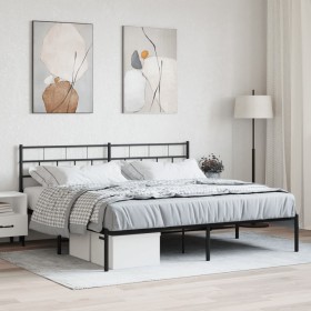 Bed frame with black metal headboard 193x203 cm by , Beds and slatted bases - Ref: Foro24-355665, Price: 100,59 €, Discount: %