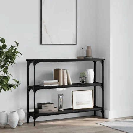 Black engineered wood console table 100x22.5x75 cm by , Side tables - Ref: Foro24-834025, Price: 45,92 €, Discount: %