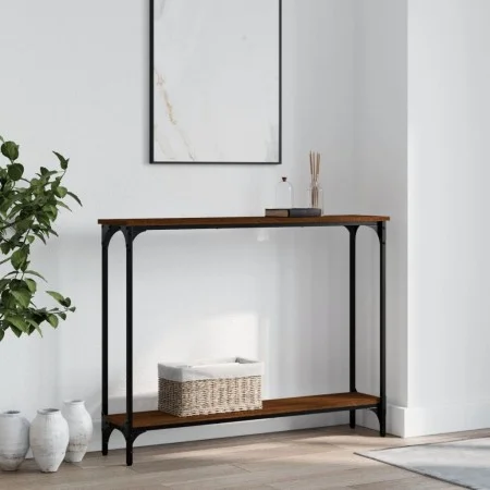 Mesa consola madera de ingeniería marrón roble 100x22,5x75 cm de , Mesas auxiliares - Ref: Foro24-834019, Precio: 42,96 €, De...