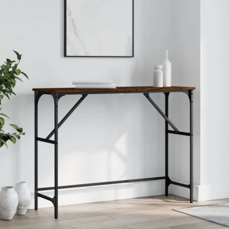 Mesa consola madera de ingeniería marrón roble 100x32x75 cm de , Mesas auxiliares - Ref: Foro24-834059, Precio: 38,70 €, Desc...