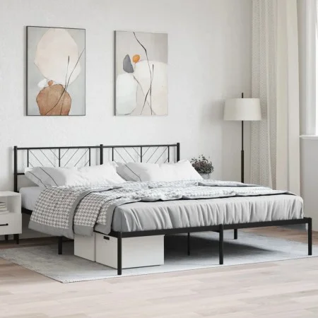 Estructura de cama con cabecero metal negro 183x213 cm de , Camas y somieres - Ref: Foro24-372184, Precio: 98,17 €, Descuento: %