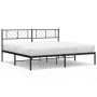 Estructura de cama con cabecero metal negro 183x213 cm de , Camas y somieres - Ref: Foro24-372184, Precio: 98,17 €, Descuento: %
