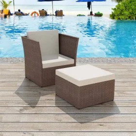 Garden chair with brown poly rattan stool by vidaXL, Garden chairs - Ref: Foro24-41980, Price: 187,95 €, Discount: %