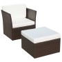 Gartenstuhl mit braunem Polyrattanhocker von vidaXL, Gartenstühle - Ref: Foro24-41980, Preis: 190,78 €, Rabatt: %
