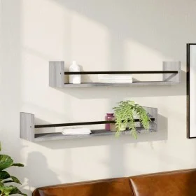 Wall shelves with 2 gray Sonoma bars 80x16x14 cm by , Shelves and shelves - Ref: Foro24-835442, Price: 29,43 €, Discount: %