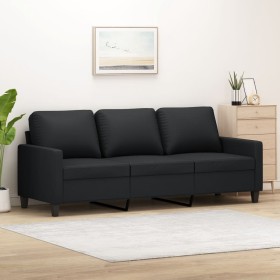 Sofá de 3 plazas de cuero sintético negro 180 cm