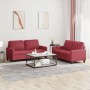 2-piece red dyed faux leather sofa set with cushions by , Sofas - Ref: Foro24-3201411, Price: 414,36 €, Discount: %
