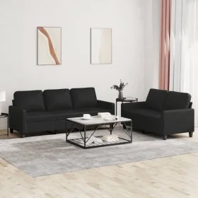 2-piece black faux leather sofa set with cushions by , Sofas - Ref: Foro24-3201418, Price: 441,63 €, Discount: %