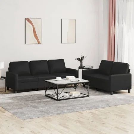 Set Sofas mit 2 Stück Kissen Kunstleder schwarz von , Sofas - Ref: Foro24-3201418, Preis: 441,63 €, Rabatt: %
