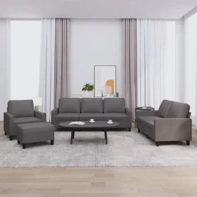 4-piece gray faux leather sofa set with cushions by , Sofas - Ref: Foro24-3201405, Price: 634,28 €, Discount: %