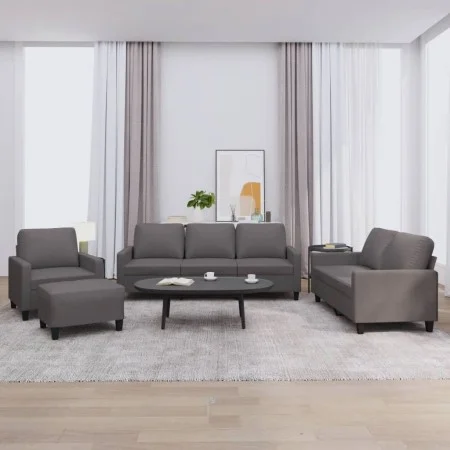 Set Sofas mit Kissen 4 Stück Kunstleder grau von , Sofas - Ref: Foro24-3201405, Preis: 634,28 €, Rabatt: %