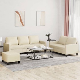 3-piece faux leather cream sofa set with cushions by , Sofas - Ref: Foro24-3201424, Price: 524,51 €, Discount: %
