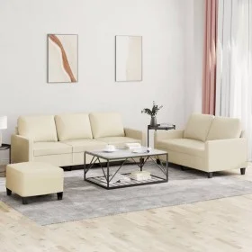 3-piece faux leather cream sofa set with cushions by , Sofas - Ref: Foro24-3201424, Price: 516,13 €, Discount: %
