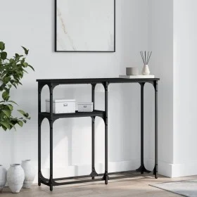 Black engineered wood console table 90x22.5x75 cm by , Side tables - Ref: Foro24-834090, Price: 42,64 €, Discount: %