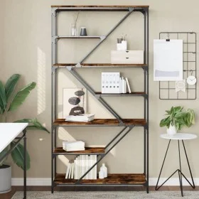 Engineered wood and smoked oak steel shelving unit 91x36x176cm by , Bookcases and shelves - Ref: Foro24-835416, Price: 76,80 ...