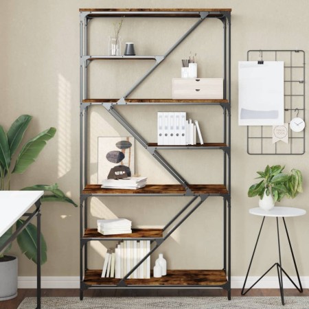 Holzwerkstoffregal geräucherte Eiche Stahl 91x36x176cm von , Bücherregale und Regale - Ref: Foro24-835416, Preis: 77,59 €, Ra...