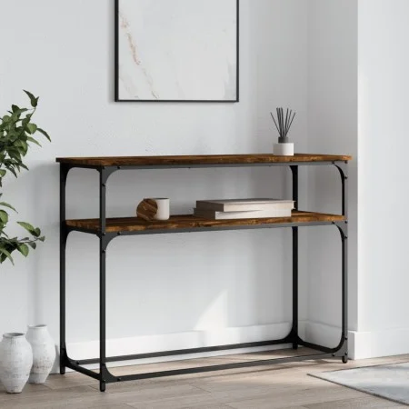 Engineered wood smoked oak console table 100x35.5x75 cm by , Side tables - Ref: Foro24-834067, Price: 49,05 €, Discount: %