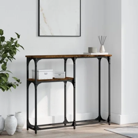 Engineered wood smoked oak console table 90x22.5x75 cm by , Side tables - Ref: Foro24-834092, Price: 40,90 €, Discount: %