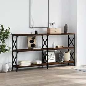 Engineered wood brown oak console table 156x28x80.5 cm by , Side tables - Ref: Foro24-835428, Price: 63,33 €, Discount: %