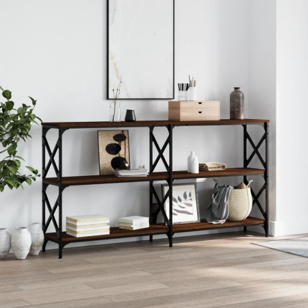 Mesa consola madera de ingeniería marrón roble 156x28x80,5 cm de , Mesas auxiliares - Ref: Foro24-835428, Precio: 80,03 €, De...