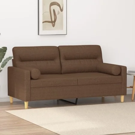 2-seater sofa with brown fabric cushions 140 cm by , Sofas - Ref: Foro24-3200824, Price: 222,35 €, Discount: %