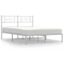 Bettgestell aus Metall mit weißem Kopfteil 150x200 cm von , Betten und Lattenroste - Ref: Foro24-355318, Preis: 102,46 €, Rab...