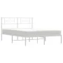 Bettgestell aus Metall mit weißem Kopfteil 150x200 cm von , Betten und Lattenroste - Ref: Foro24-355318, Preis: 102,46 €, Rab...