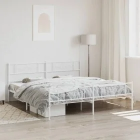 Metal bed frame with headboard and footboard white 183x213 cm by , Beds and slatted bases - Ref: Foro24-355339, Price: 132,04...