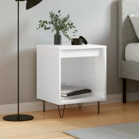 Glossy white engineered wood bedside table 40x35x50 cm by , Nightstands - Ref: Foro24-830720, Price: 37,17 €, Discount: %