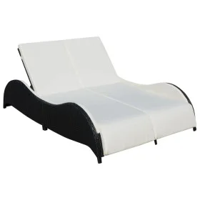 Double sun lounger with black synthetic rattan cushion by vidaXL, Loungers - Ref: Foro24-41977, Price: 335,06 €, Discount: %