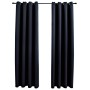 Cortinas opacas con anillas de metal 2 piezas negro 140x245 cm