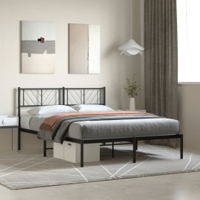 Estructura de cama con cabecero metal negro 140x200 cm de , Camas y somieres - Ref: Foro24-372180, Precio: 95,52 €, Descuento: %