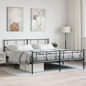 Black metal headboard and footboard bed frame 200x200 cm by , Beds and slatted bases - Ref: Foro24-372204, Price: 120,21 €, D...