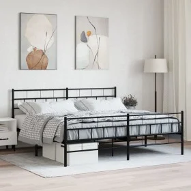 Black metal headboard and footboard bed frame 183x213 cm by , Beds and slatted bases - Ref: Foro24-355682, Price: 117,87 €, D...