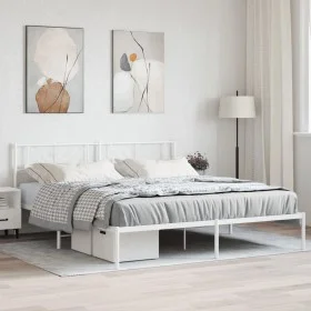 Metal bed frame with white headboard 183x213 cm by , Beds and slatted bases - Ref: Foro24-372233, Price: 98,17 €, Discount: %