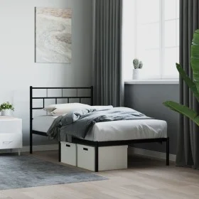 Bed frame with black metal headboard 75x190 cm by , Beds and slatted bases - Ref: Foro24-355649, Price: 64,07 €, Discount: %