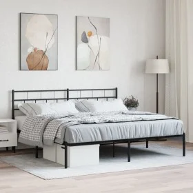 Bed frame with black metal headboard 180x200 cm by , Beds and slatted bases - Ref: Foro24-355663, Price: 119,09 €, Discount: %