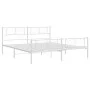 Metal bed frame with headboard and white footboard 180x200 cm by , Beds and slatted bases - Ref: Foro24-372250, Price: 111,59...